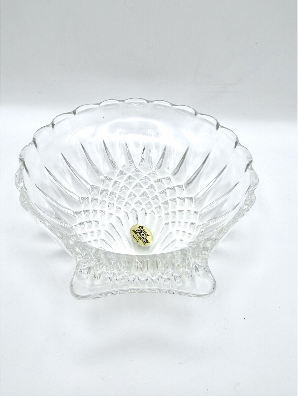 Vintage Crystal D Adriana Shell Scallop Dish 24% Genuine Lead Crystal Yugoslavia